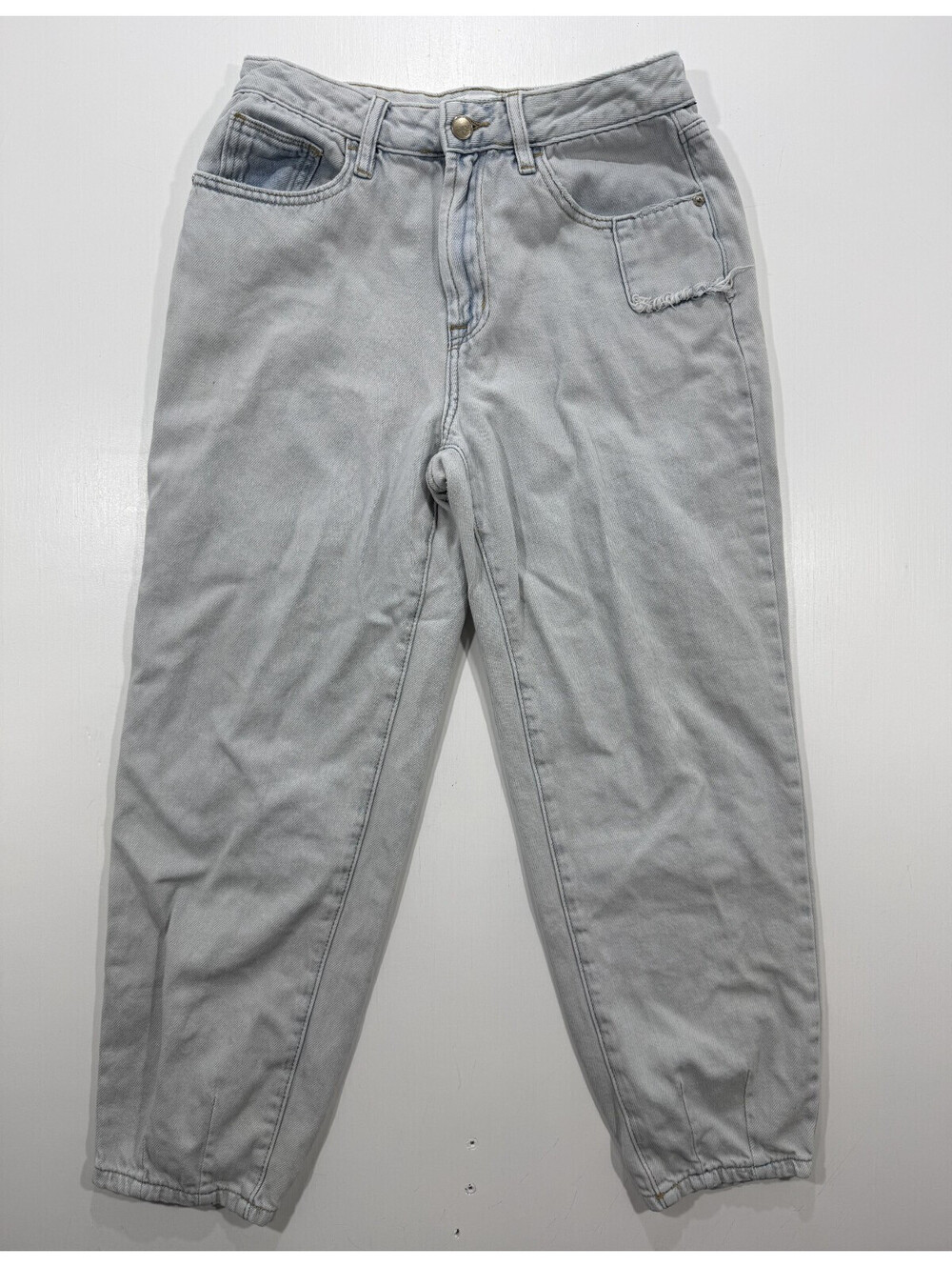 Signature I&M Womens 7 Gray Washed Tapered Cuffed Jeans 100% Cotton
